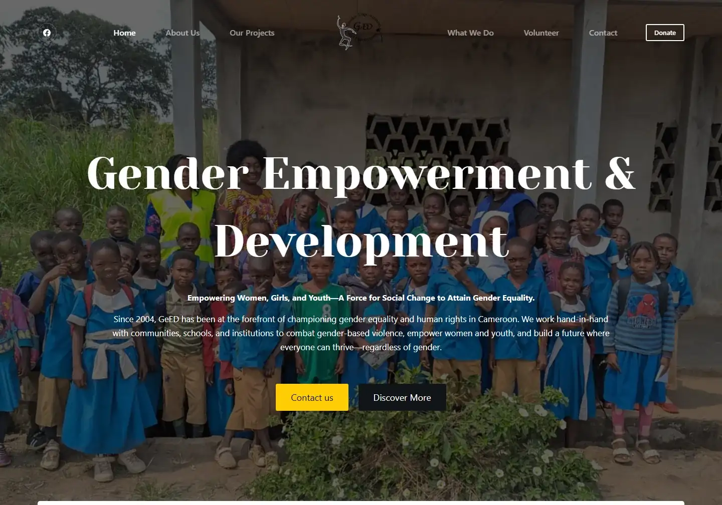 Gender Empowerment and Development homepage with its programme introduction and calls to action