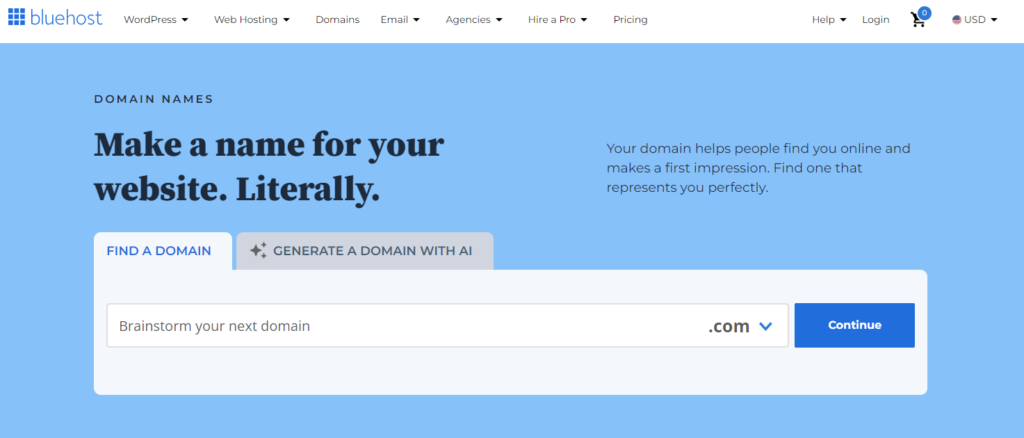 Bluehost Domains
