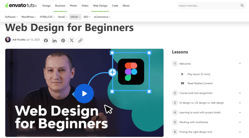 Envato Tuts+ Web Design Fundamentals, learn web design online, web design course with certificate