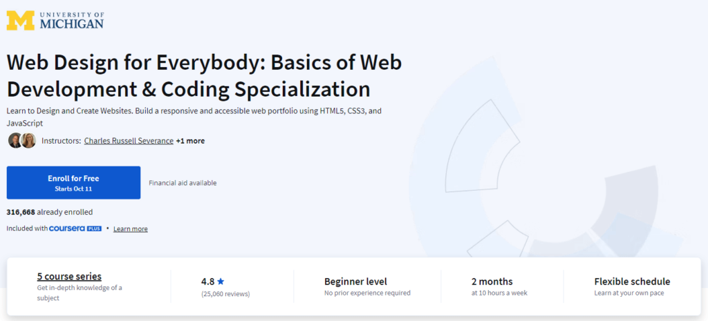 Web Design For Everybody University Of Michigan, web design course with certificate